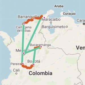 mappa itinerario colombia